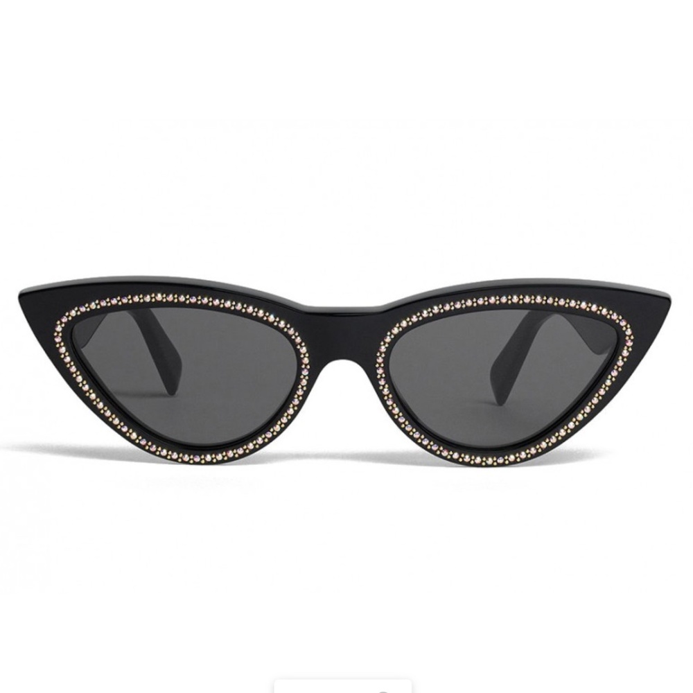 Celine Cat Eye Acetate Sunglasses w/ Crystal & Metal